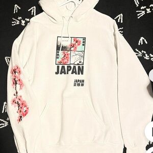 White and Pink Japanese Graphic Sweatshirt